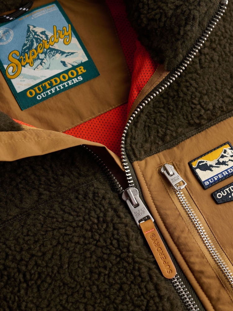 Superdry Brown Mountain Full Zip Fleece - Image 2 of 2 Superdry Brown Mountain Full Zip Fleece - Image 2 of 2