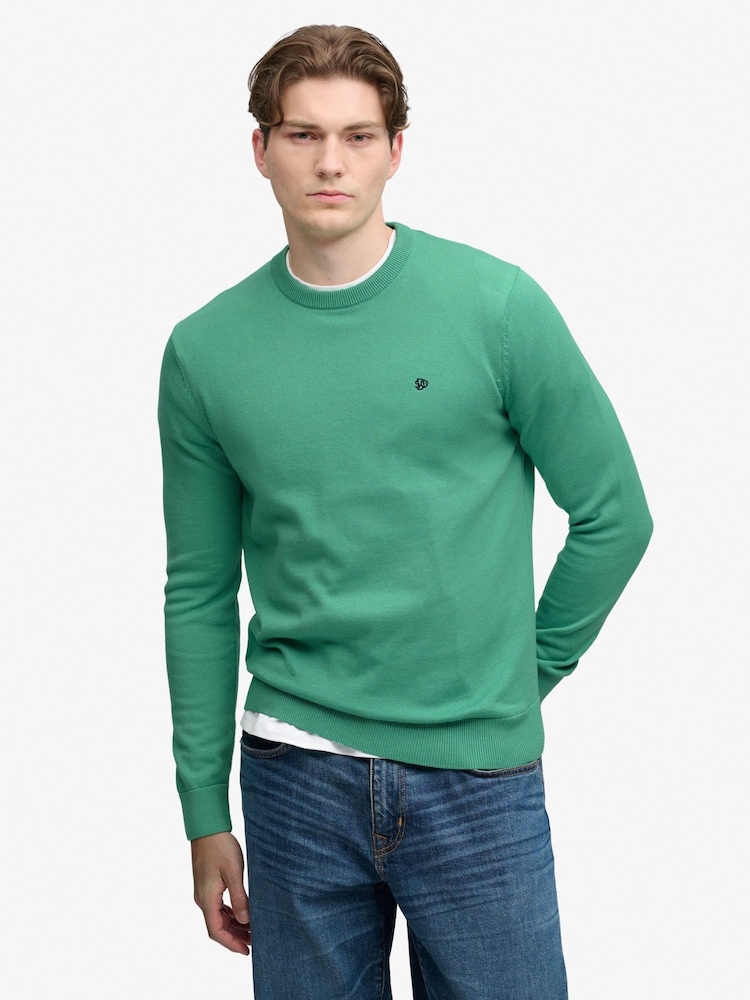 Superdry Green Crew Neck Essential Cotton Jumper - Image 2 of 6