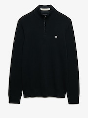 أسود - كنزة Prep Essential قطنية بنصف سحاب من Superdry - صورة 1 من 1