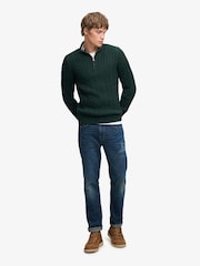 Superdry Green Preppy Cotton Cable Half Zip Jumper - Image 4 of 5
