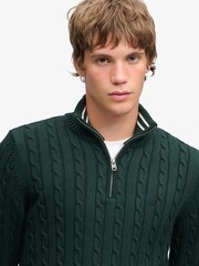 Superdry Green Preppy Cotton Cable Half Zip Jumper - Image 5 of 5