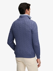 Superdry Light Blue Preppy Cotton Cable Half Zip Jumper - Image 3 of 7