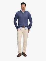 Superdry Light Blue Preppy Cotton Cable Half Zip Jumper - Image 5 of 7