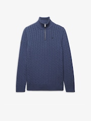 Superdry Light Blue Preppy Cotton Cable Half Zip Jumper - Image 6 of 7