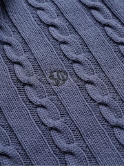 Superdry Light Blue Preppy Cotton Cable Half Zip Jumper - Image 7 of 7