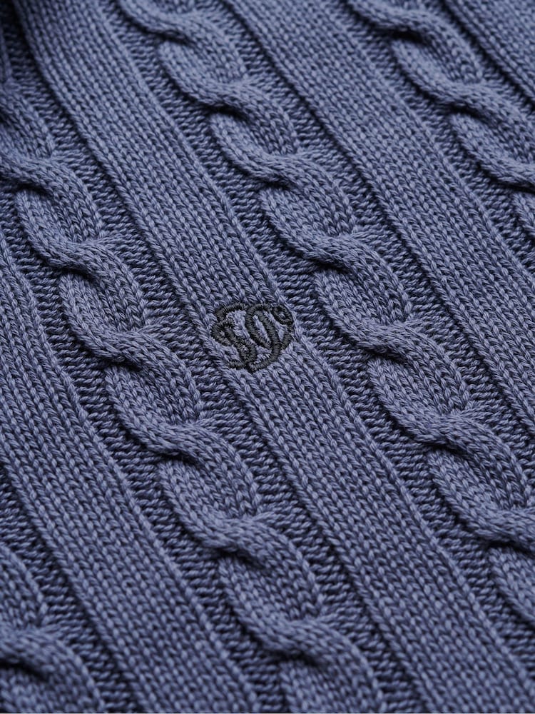 Superdry Light Blue Preppy Cotton Cable Half Zip Jumper - Image 7 of 7 Superdry Light Blue Preppy Cotton Cable Half Zip Jumper - Image 7 of 7