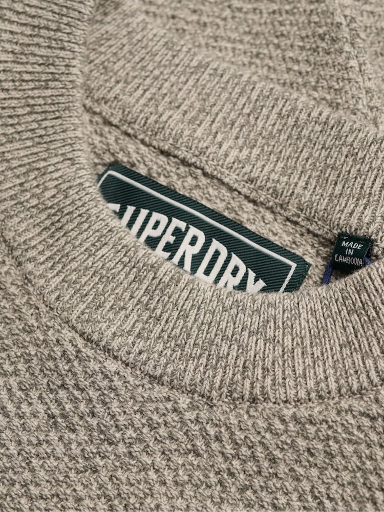 Superdry Grey Texture Knit Jumper - Image 6 of 6