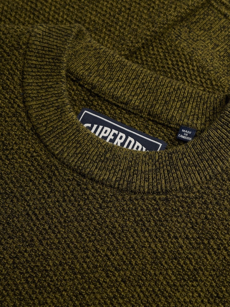 Superdry Dark Green Texture Knit Jumper - Image 2 of 3