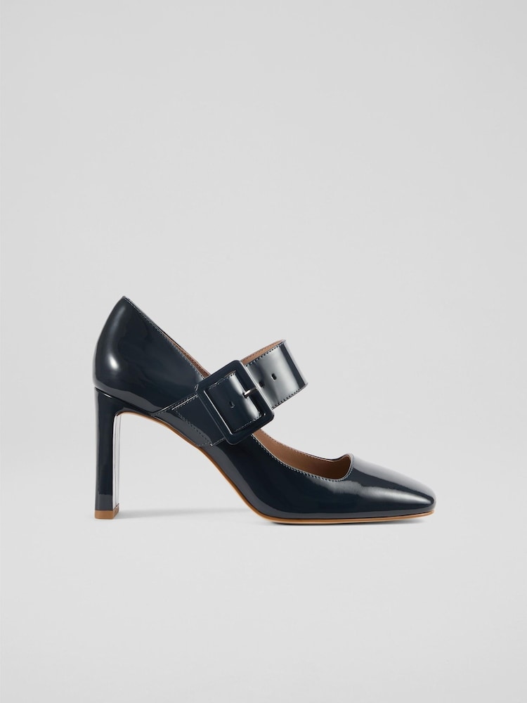 LK Bennett Navy Blue Phoebe Mary Jane Courts - Image 1 of 4