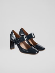 LK Bennett Navy Blue Phoebe Mary Jane Courts - Image 2 of 4