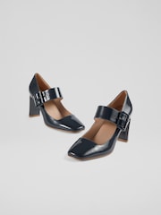 LK Bennett Navy Blue Phoebe Mary Jane Courts - Image 3 of 4