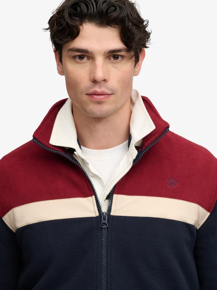 Superdry Blue/Red Tricolour Zip Through Fleece - Image 4 of 4