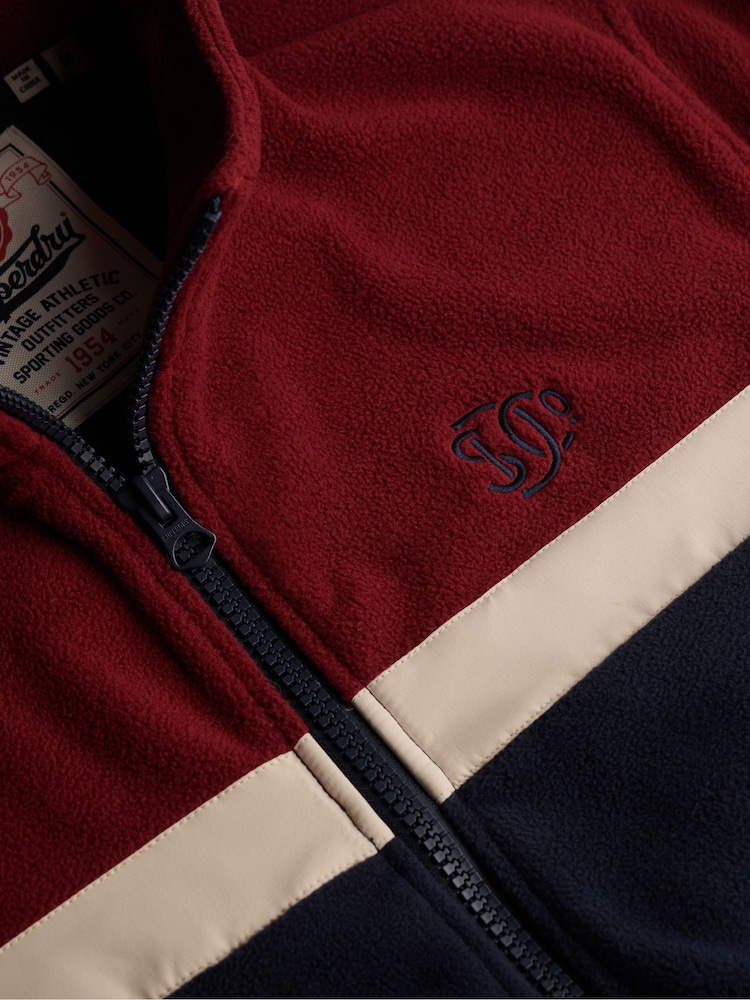 Superdry Blue/Red Tricolour Zip Through Fleece - Image 6 of 6