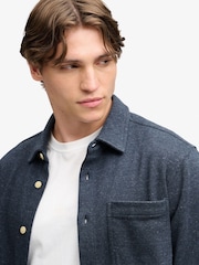 Superdry Blue Twill Tweed Jersey Shirt - Image 4 of 8