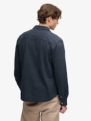 Superdry Blue Twill Tweed Jersey Shirt - Image 5 of 8