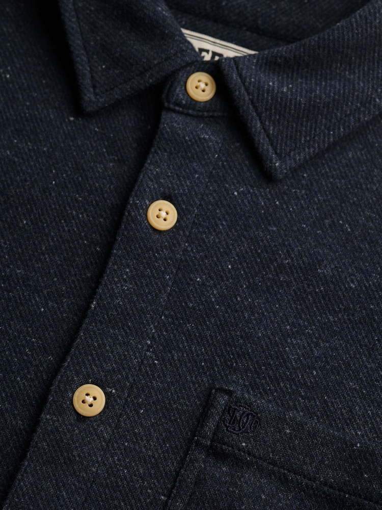 Superdry Blue Twill Tweed Jersey Shirt - Image 8 of 8