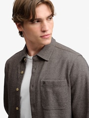 Braun - Superdry Jerseyhemd aus Twill-Tweed - Bild 4 von 7