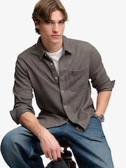 Braun - Superdry Jerseyhemd aus Twill-Tweed - Bild 5 von 7