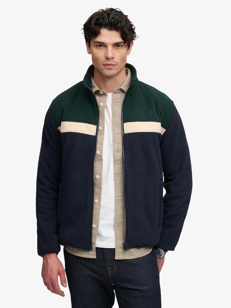 Superdry Blue/Green Tricolour Zip Through Fleece - Image 1 of 4