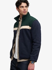 Superdry Blue/Green Tricolour Zip Through Fleece - Image 2 of 4