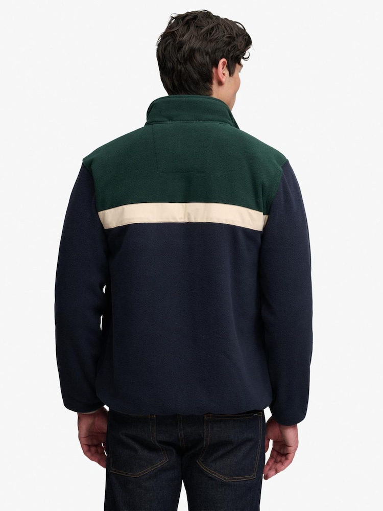 Superdry Blue/Green Tricolour Zip Through Fleece - Image 4 of 4