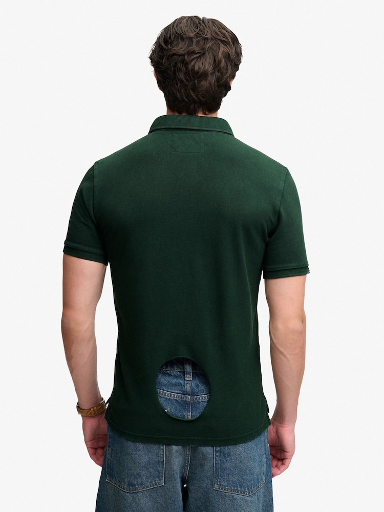 Superdry Dark Green Vintage Destroy Polo Shirt - Image 2 of 7