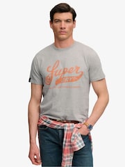 Superdry Grey Vintage Script T-Shirt - Image 1 of 7