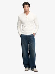 Superdry White Woven Placket Grandad Top - Image 2 of 6
