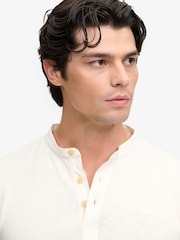 Superdry White Woven Placket Grandad Top - Image 3 of 6