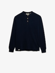 Superdry Blue Woven Placket Grandad Top - Image 1 of 2