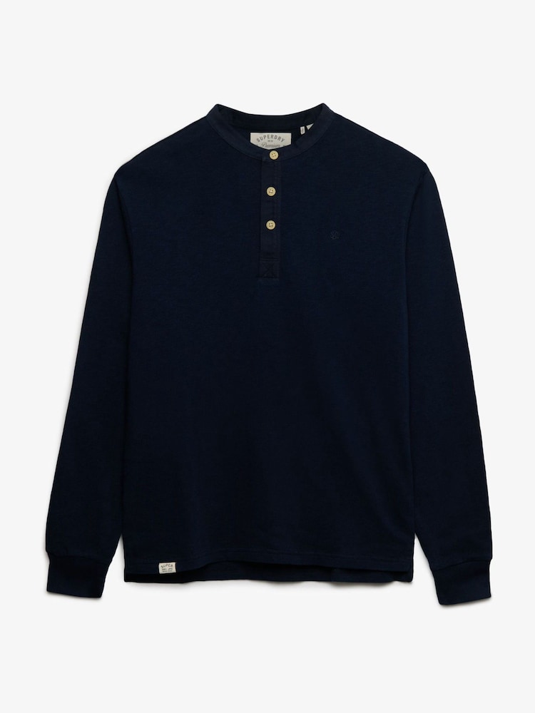 Superdry Blue Woven Placket Grandad Top - Image 2 of 2