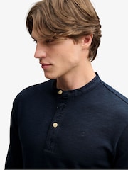 Superdry Blue Woven Placket Grandad Top - Image 4 of 8
