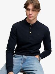 Superdry Blue Woven Placket Grandad Top - Image 5 of 8