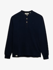 Superdry Blue Woven Placket Grandad Top - Image 7 of 8