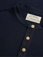 Superdry Blue Woven Placket Grandad Top - Image 8 of 8
