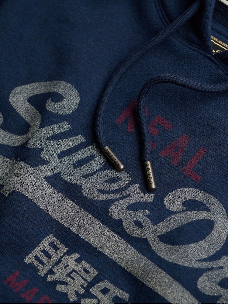 Superdry Blue Vl Heritage Relaxed Hoodies - Image 6 of 6