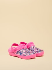 Joules Winter Poole Pink Floral Lined Clogs - Image 1 of 6