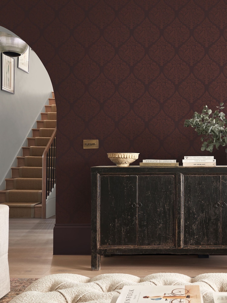 Graham & Brown Fig Woodland Fable Damask 10M Wallpaper - Image 1 of 3