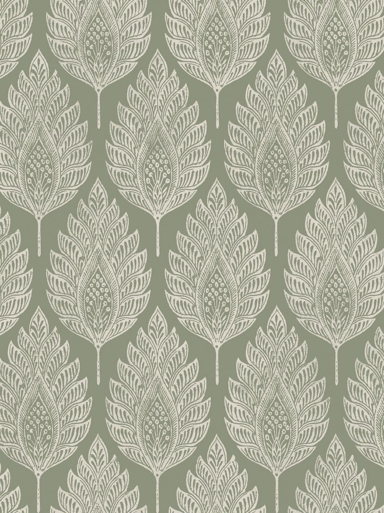 Graham & Brown Sage Flame Leaf 10M Wallpaper - Image 2 of 3