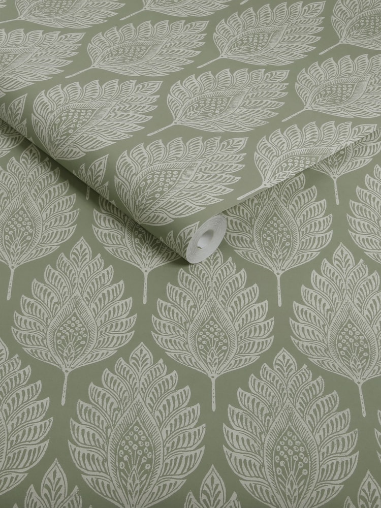 Graham & Brown Sage Flame Leaf 10M Wallpaper - Image 3 of 3