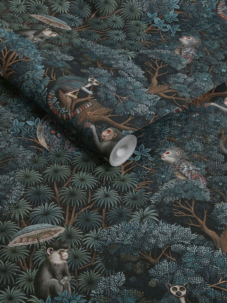 Graham & Brown Navy Teal Treetop Troop 10M Wallpaper - Image 3 of 3