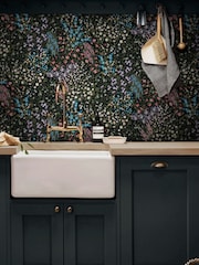 Graham & Brown Black Painterly Flora 10M Wallpaper - Image 1 of 3