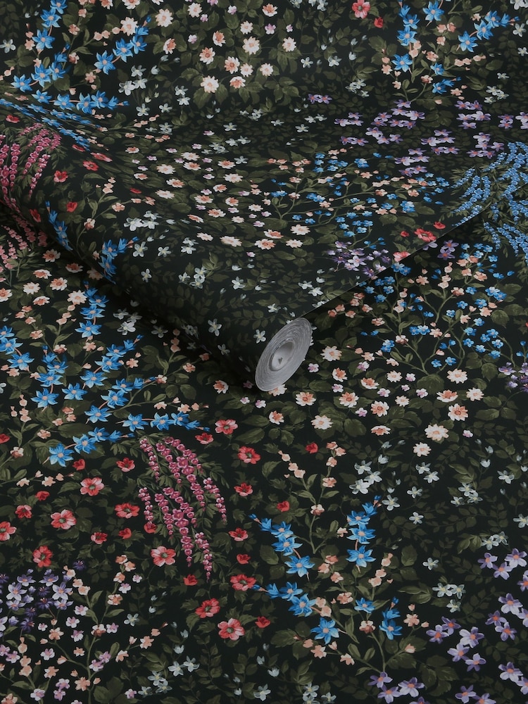 Graham & Brown Black Painterly Flora 10M Wallpaper - Image 3 of 3