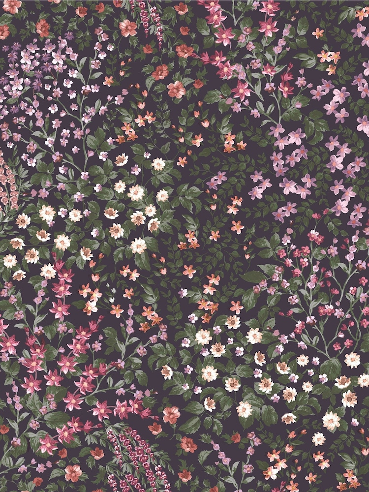 Graham & Brown Purple Painterly Flora 10M Wallpaper - Image 2 of 3