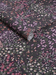 Graham & Brown Purple Painterly Flora 10M Wallpaper - Image 3 of 3