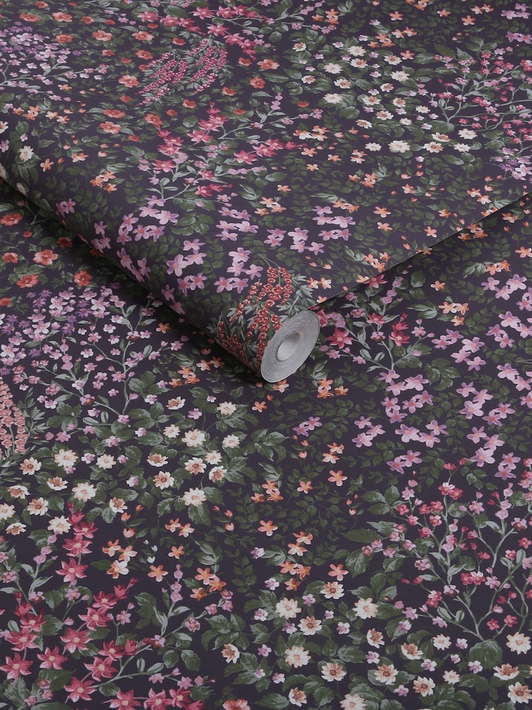 Graham & Brown Purple Painterly Flora 10M Wallpaper - Image 3 of 3