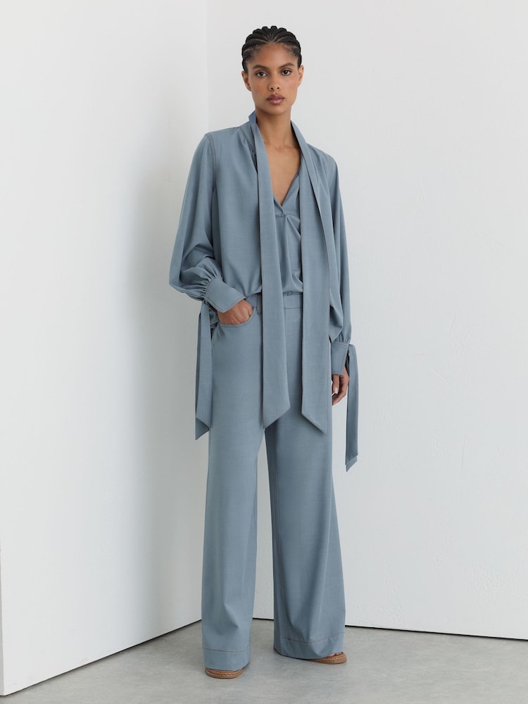 Reiss Light Blue Charlotte Petite Trousers - Image 1 of 7 Reiss Light Blue Charlotte Petite Trousers - Image 1 of 7