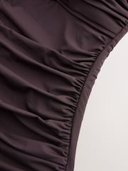 Chocolate Brown Gathered Bandeau Tummy Control Swimsuit - Image 7 of 8