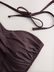 Chocolate Brown Gathered Bandeau Tummy Control Swimsuit - Image 8 of 8