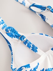Cream/Blue Floral Plunge Tummy Control Swimsuit - Image 7 of 8